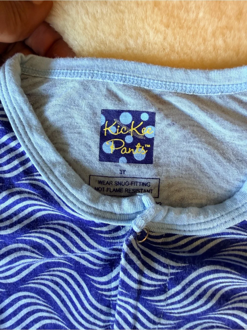(SET) 2x Kickee Pants Footie Pajamas Blue Wave 3T & Croissant 2T Footed Pajamas - Picture 4 of 7